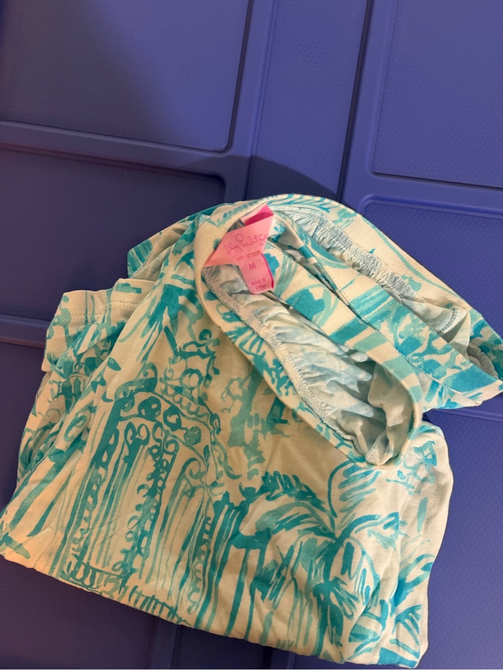 Lilly Pulitzer Strapless Tube Top Size M Aqua Tropical Print